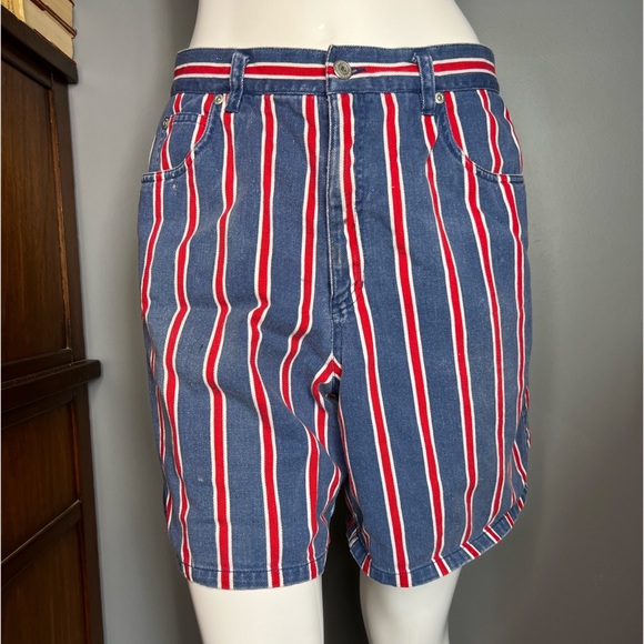 Vintage 90s Liz Claiborne : striped soft denim shorts - Picture 3 of 15